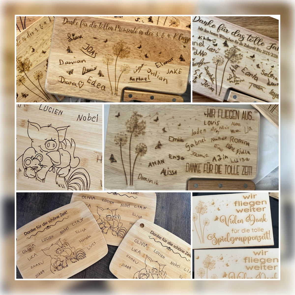 Schneidebrett aus Holz mit Messer – personalisiert