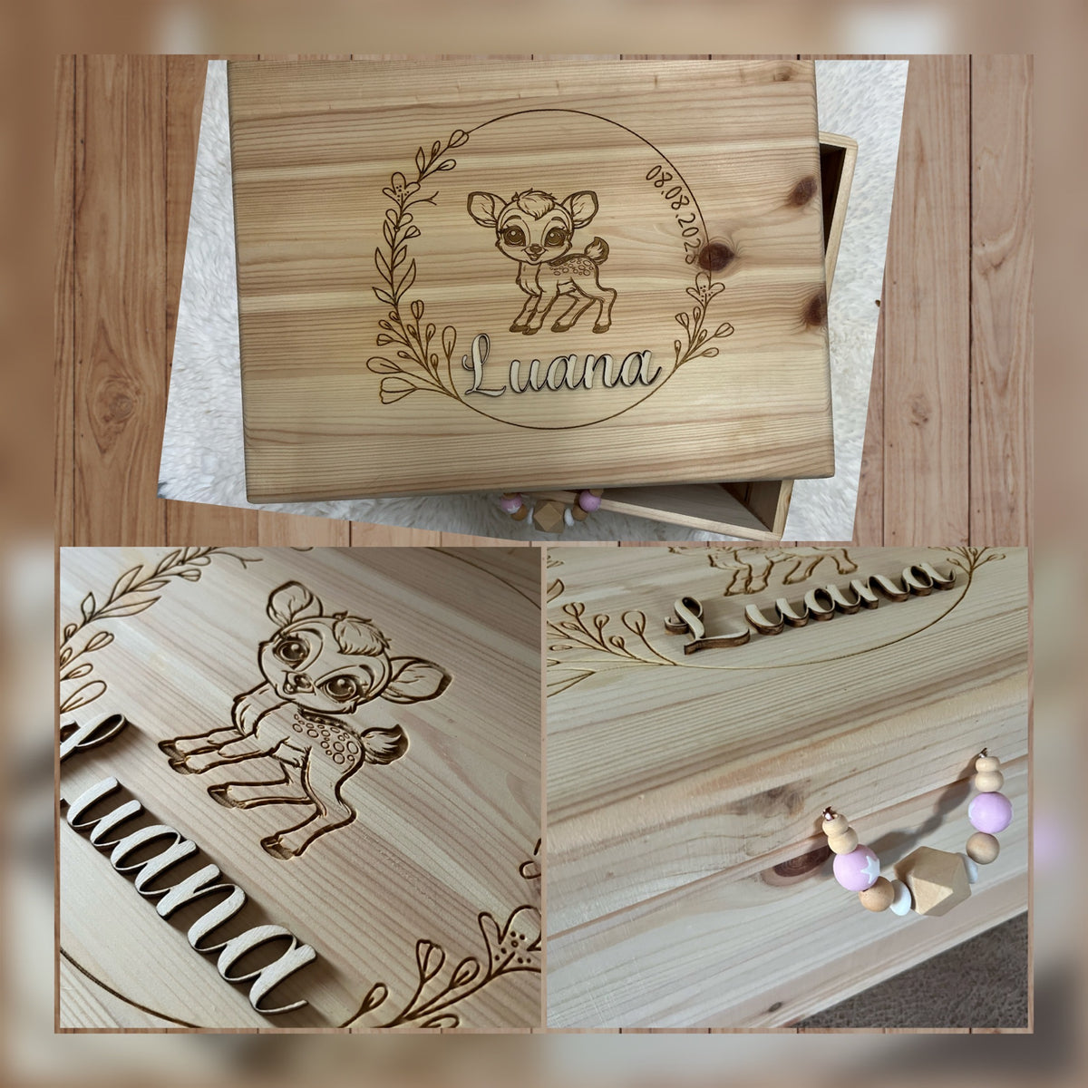 Erinnerungskiste aus Holz personalisiert