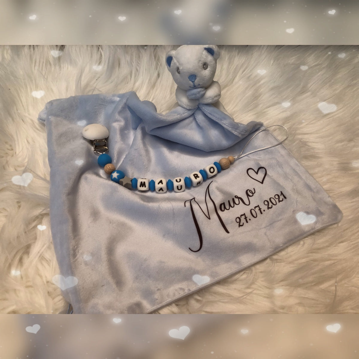 Baby-Geschenkset Kuscheltier/Nuggikette