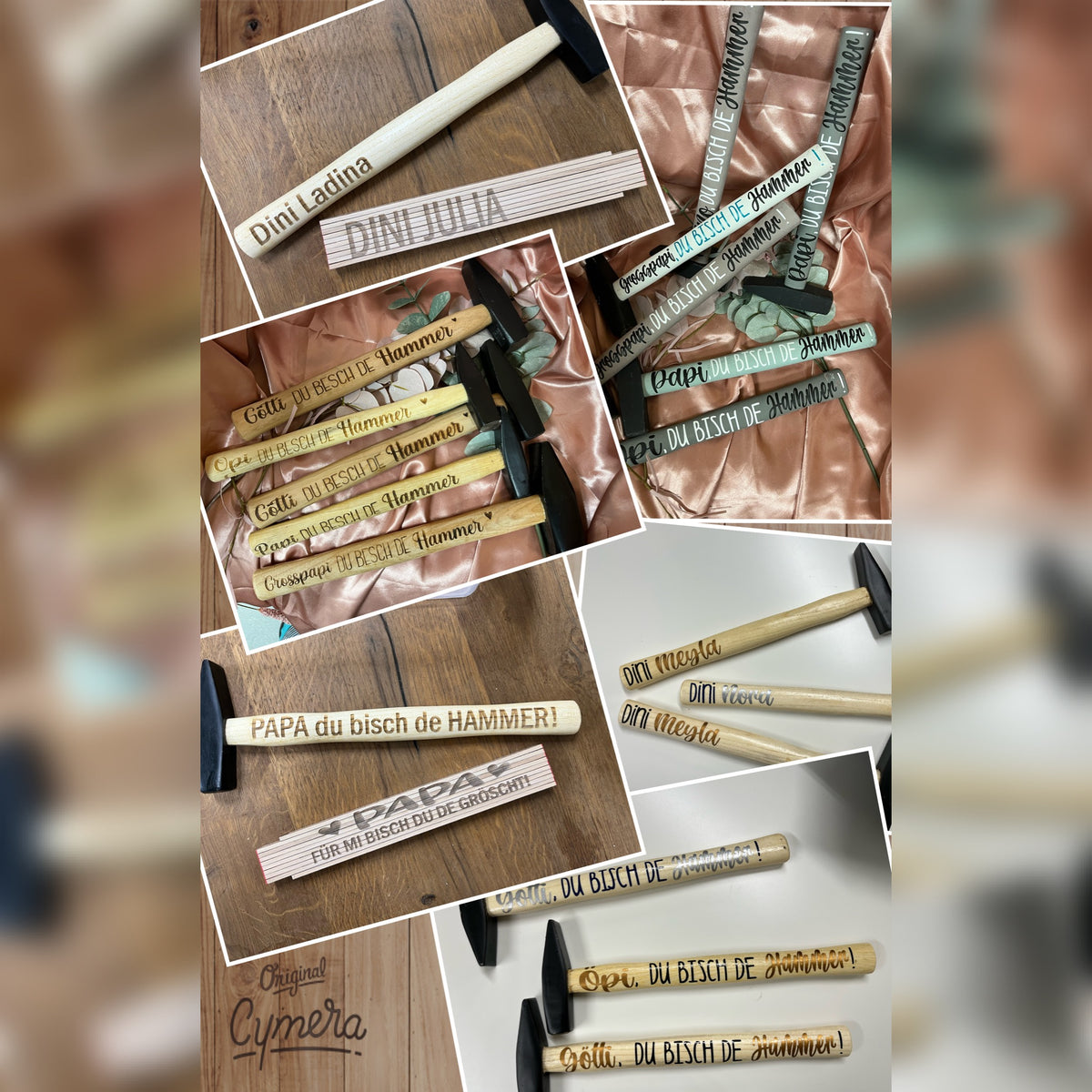 Hammer Holz-Stiel einseitig gelasert