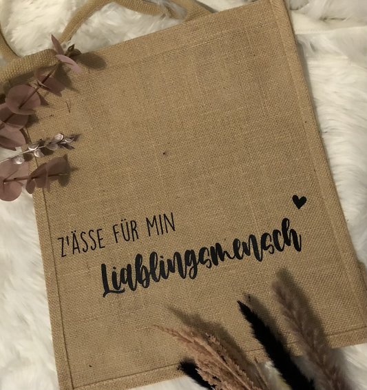 Jute-Tasche S mit Druck