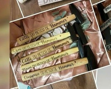 Hammer Holz-Stiel einseitig gelasert