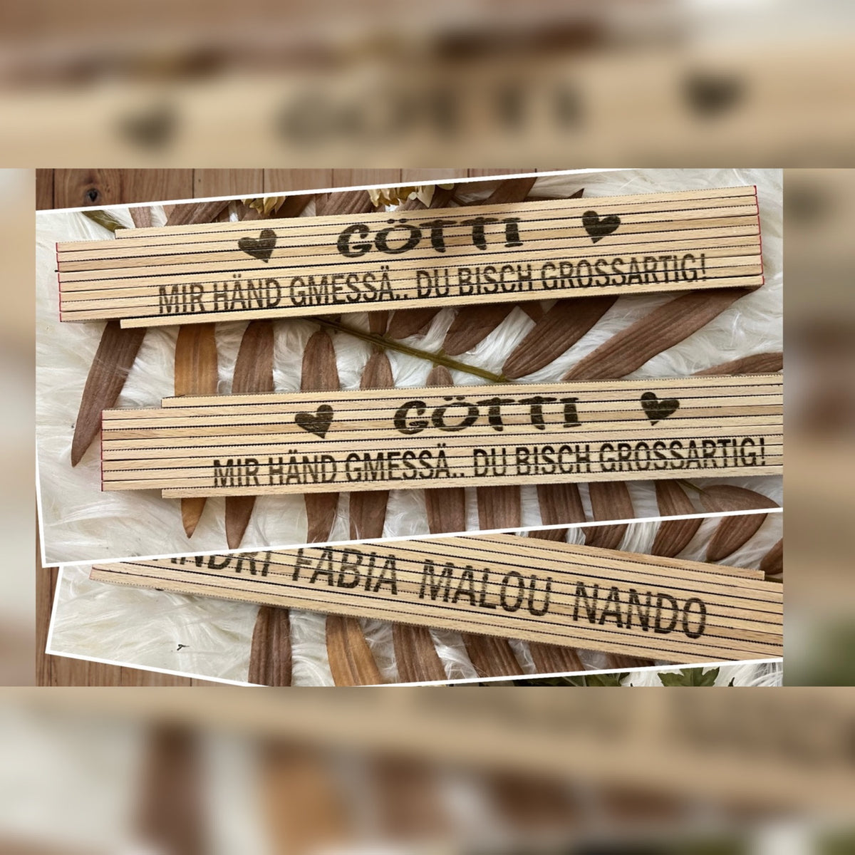 Meter gelasert Holz einseitig