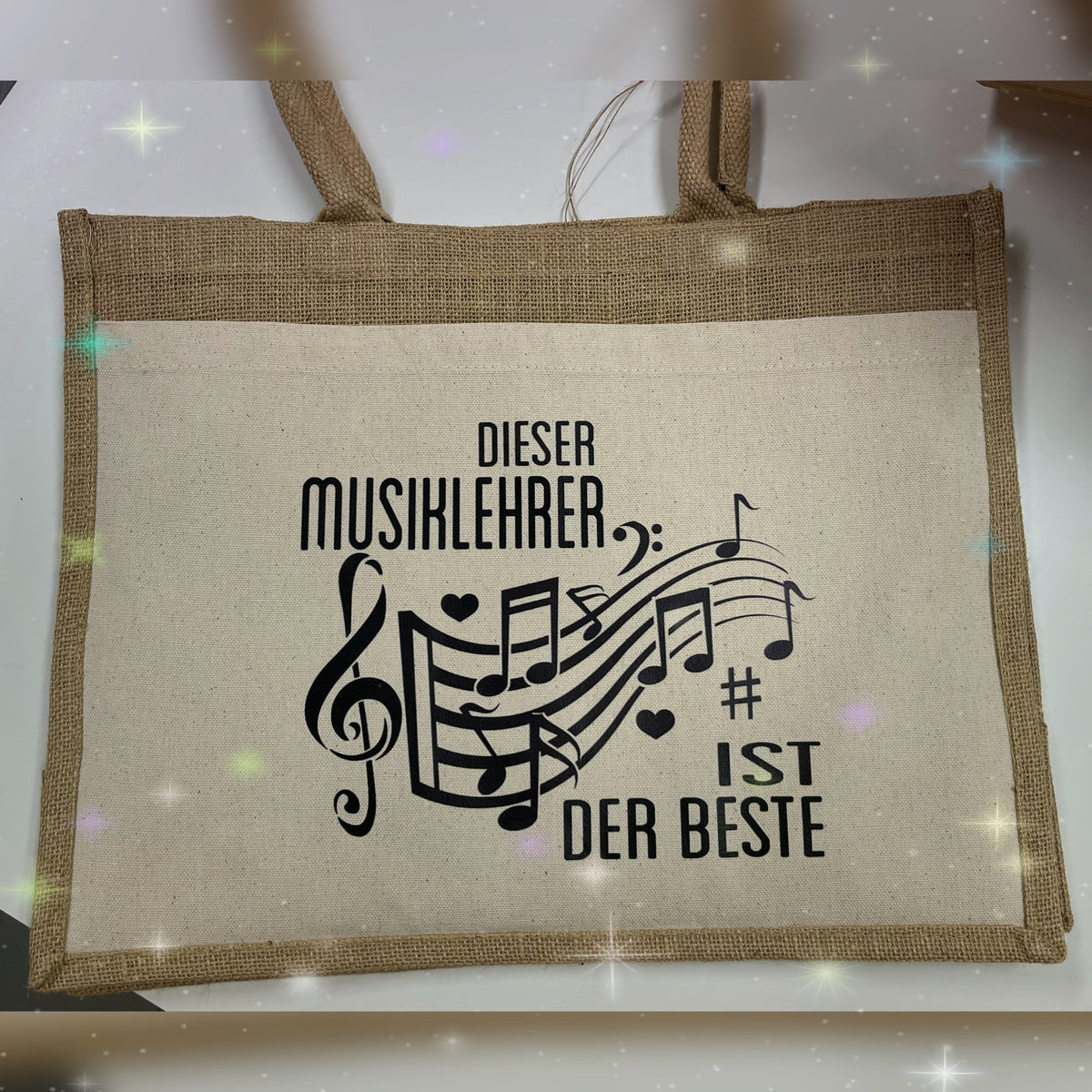 Jute-Tasche mit Baumwollaufsatz M