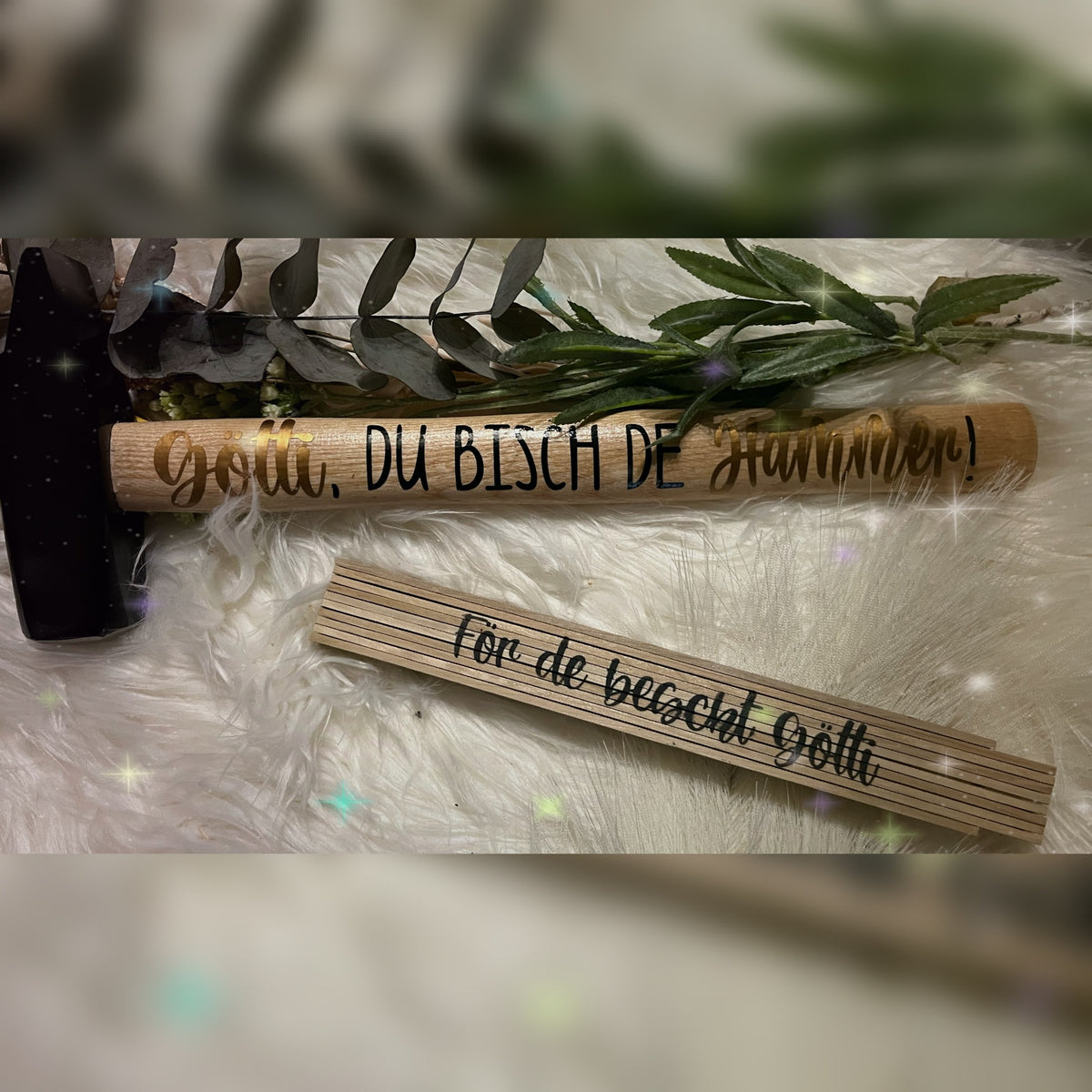 Hammer Holz-Stiel zweiseitig beschriftet