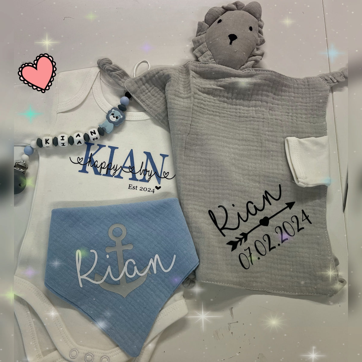 Baby-Geschenkset Kuscheltier/Nuggikette