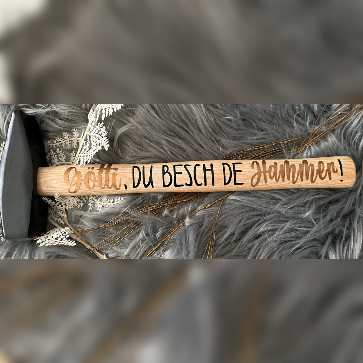 Hammer Holz-Stiel zweiseitig beschriftet