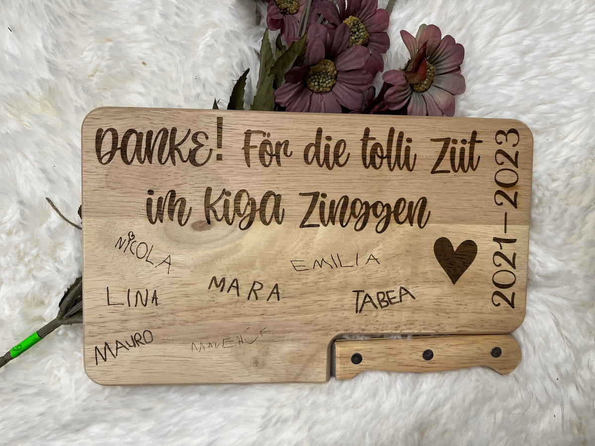 Schneidebrett Holz inkl. Messer