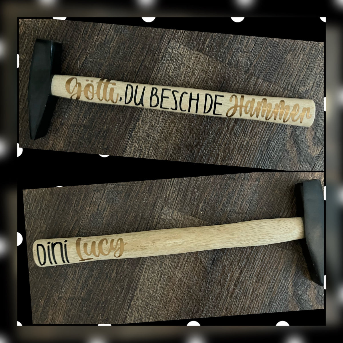 Hammer Holz-Stiel zweiseitig beschriftet